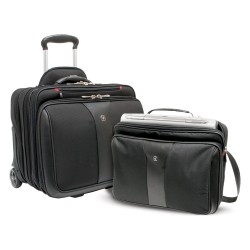 WENGER Patriot 2teiliges Buniness-Set 43.2cm 17Zoll Trolley schwarz - mit passendem Notebookkoffer 39cm 15.4Zoll