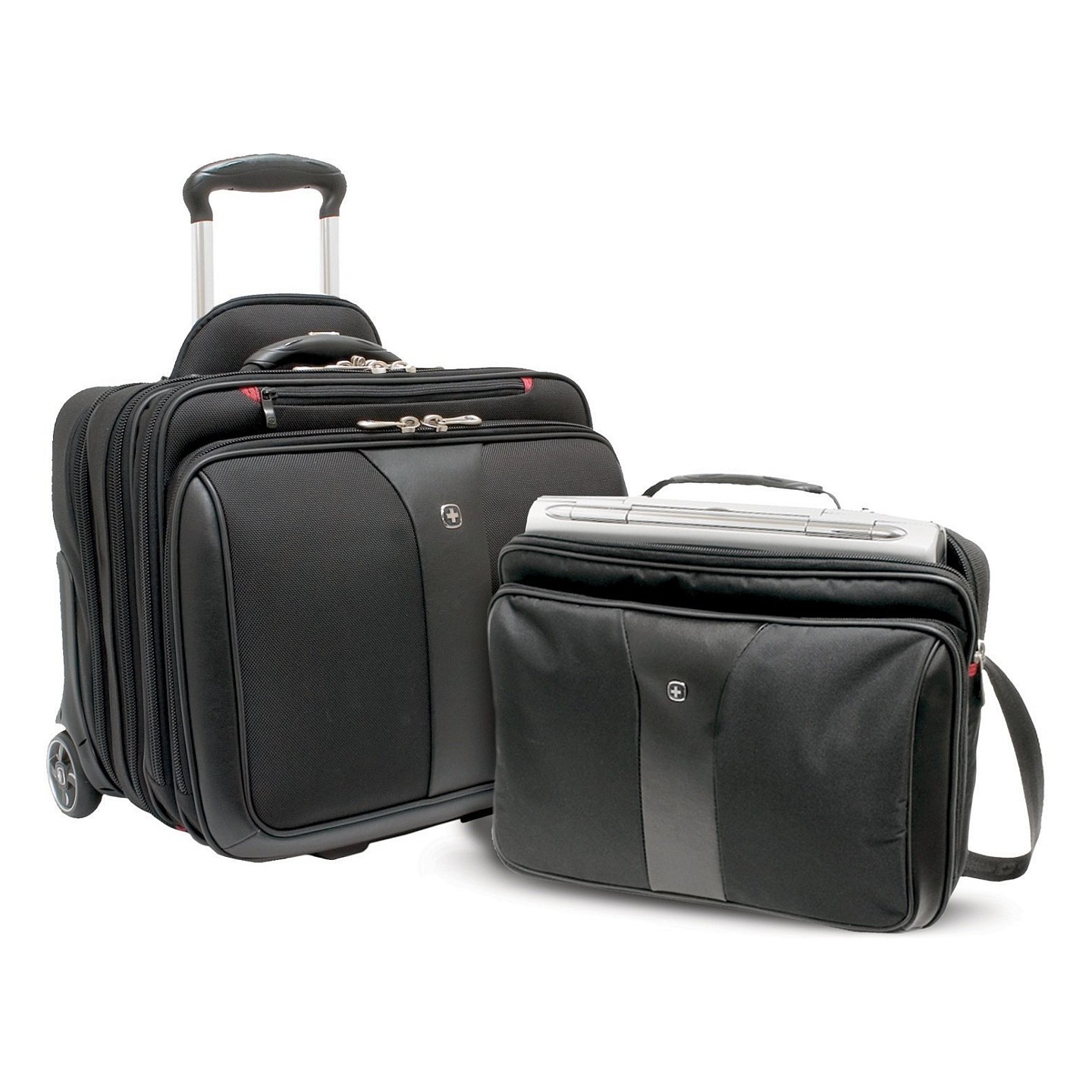 WENGER Patriot 2teiliges Buniness-Set 43.2cm 17Zoll Trolley schwarz - mit passendem Notebookkoffer 39cm 15.4Zoll
