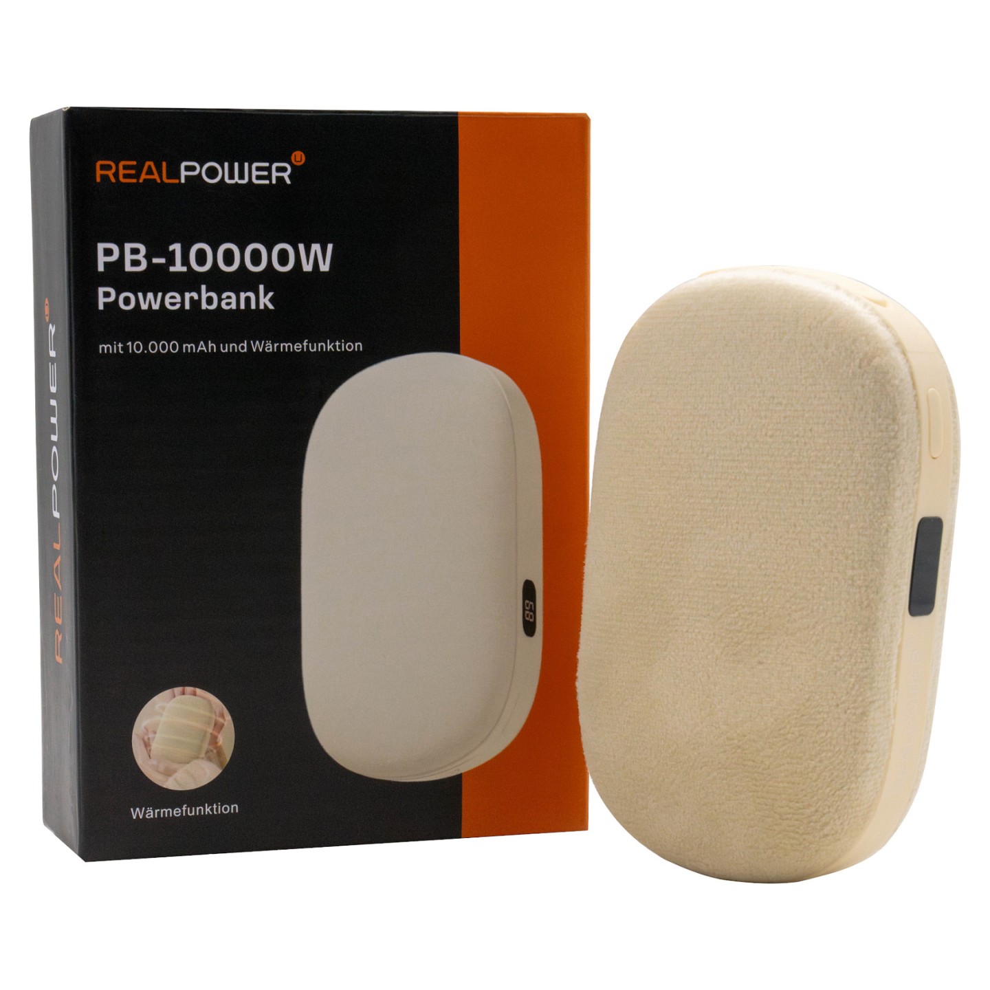 RealPower Powerbank PB-10000W.10000 mAh.beige.Wärmefunktion — Buy in Cyprus with Fast Delivery