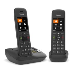 GIGASET C575A Duo schwarz schnurlos analog DECT 2 Mobilteile TFT-Farb-Display Freisprechen Adressbuch fr 200 Eintrge ...