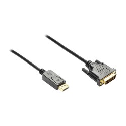 GoodConnections Anschlusskabel DisplayPort an DVI-D 24+1 Stecker. Full HD. vergoldete Kontakte. CU. schwarz. 1.8m.