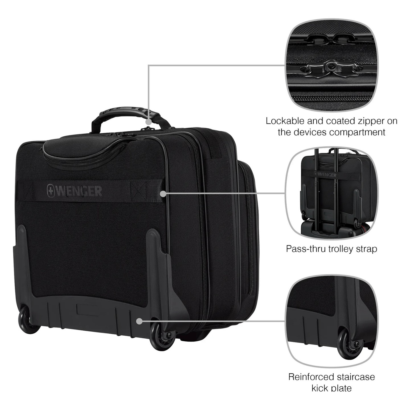 WENGER Legacy Black Series 39.62cm 15.6Zoll Wheeled Laptop Case w Tablet Pocket Black — Buy in Cyprus with Fast Delivery