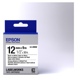 Epson LabelWorks LK-4WBW - Stark klebend - Schwarz auf Weiß - Rolle (1.2 cm x 9 m) — Buy in Cyprus with Fast Delivery
