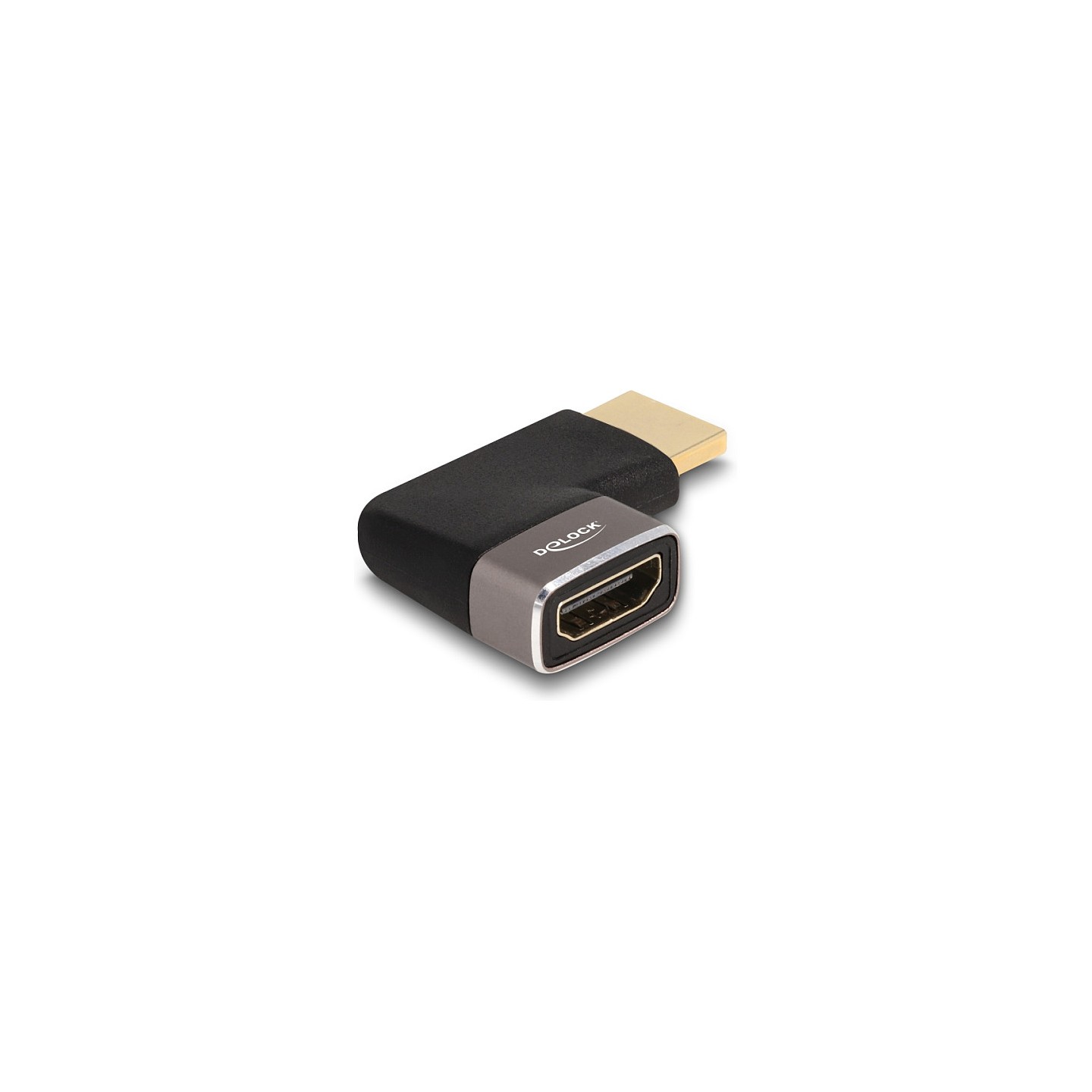 DELOCK HDMI Adapter Stecker zu Buchse 90 links gewinkelt 8K 60 Hz grau Metall — Buy in Cyprus with Fast Delivery