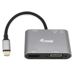 Equip Dock USB-C- to HDMI.VGA.USB3.0.AUX.100WPD 15cm sw — Buy in Cyprus with Fast Delivery