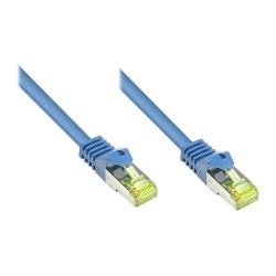 GoodConnections RJ45 Patchkabel mit Cat. 7 Rohkabel und Rastnasenschutz (). S FTP. PiMF. halogenfrei. 500MHz. OFC. bl...