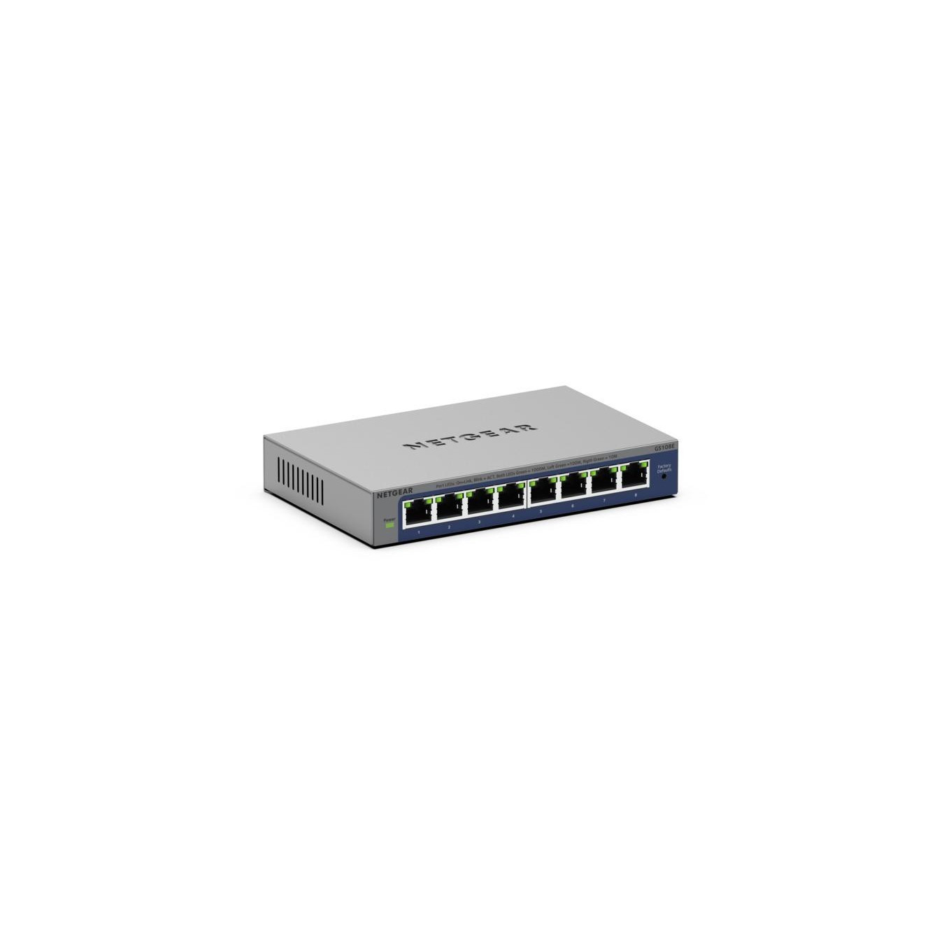 NETGEAR 8-Port Gigabit Unmanaged Switch - GS108Ev4 - Grey, 8x 10/100/1000 Mbps, L2/L3, Fanless