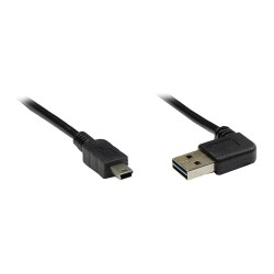 GoodConnections Anschlusskabel USB 2.0 EASY Stecker A an Mini B Stecker. gewinkelt. schwarz. 1m.