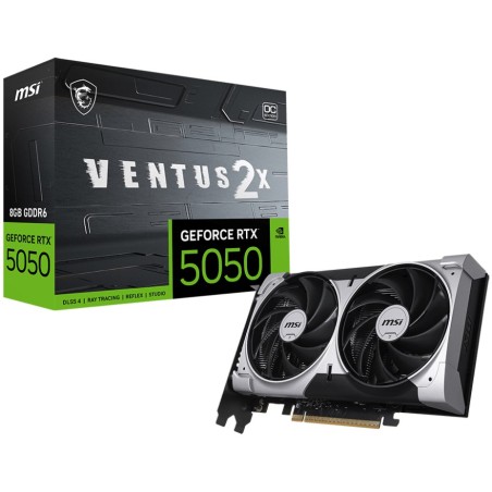 MSI GeForce RTX 5050 8G VENTUS 2X OC - Silver, 8GB GDDR6, 2602 MHz Boost, PCIe 5.0, Dual-Fan (Boxed)