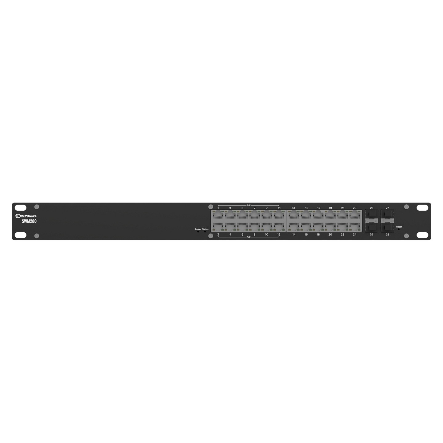 Teltonika · Switch · SWM280 · 24 Port Gigabit managed PoE L2+ Switch. 12xGbE PoE. 4x SFP. 19