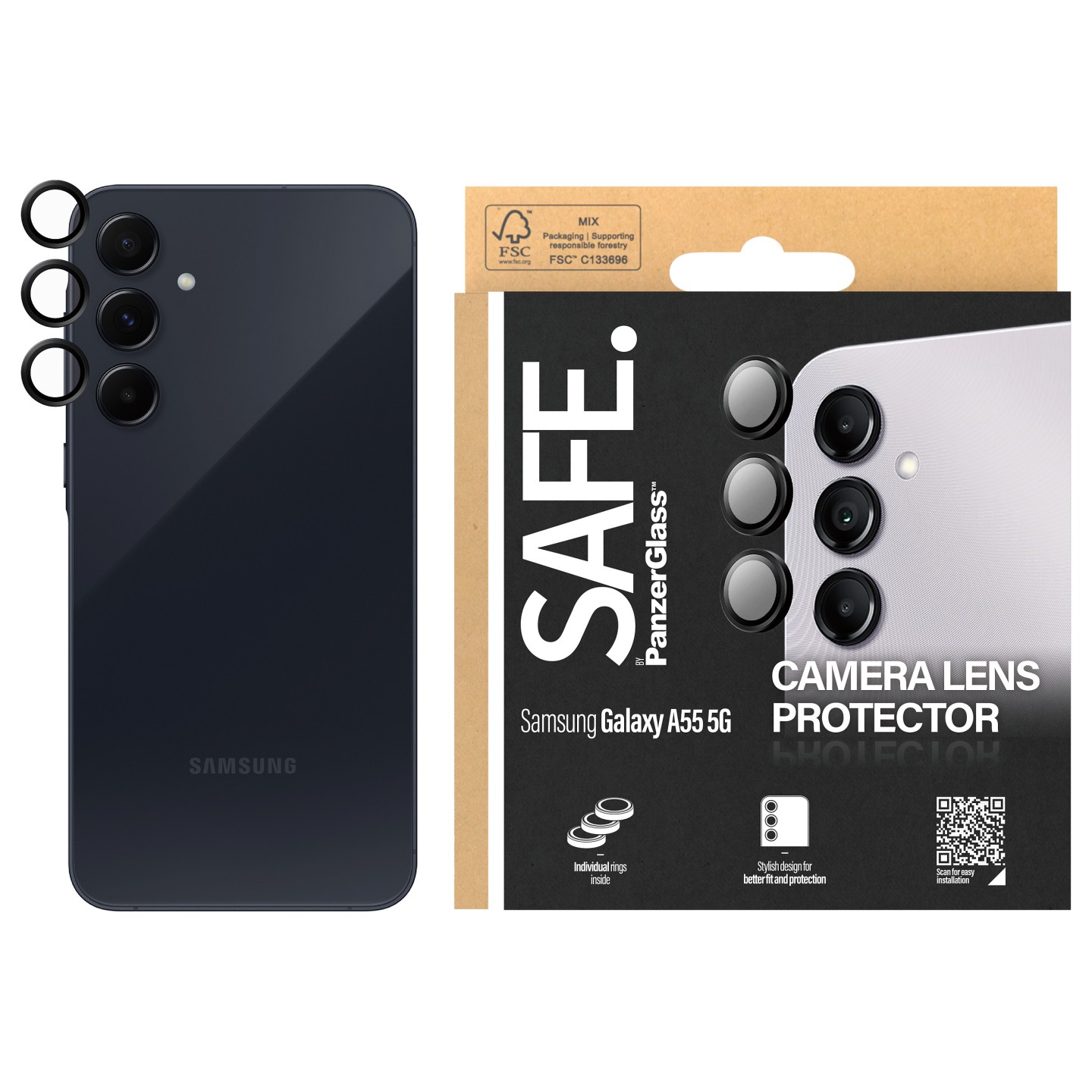 SAFE. by PG Camera Protector Samsung A55 5G. Black — Buy in Cyprus with Fast Delivery