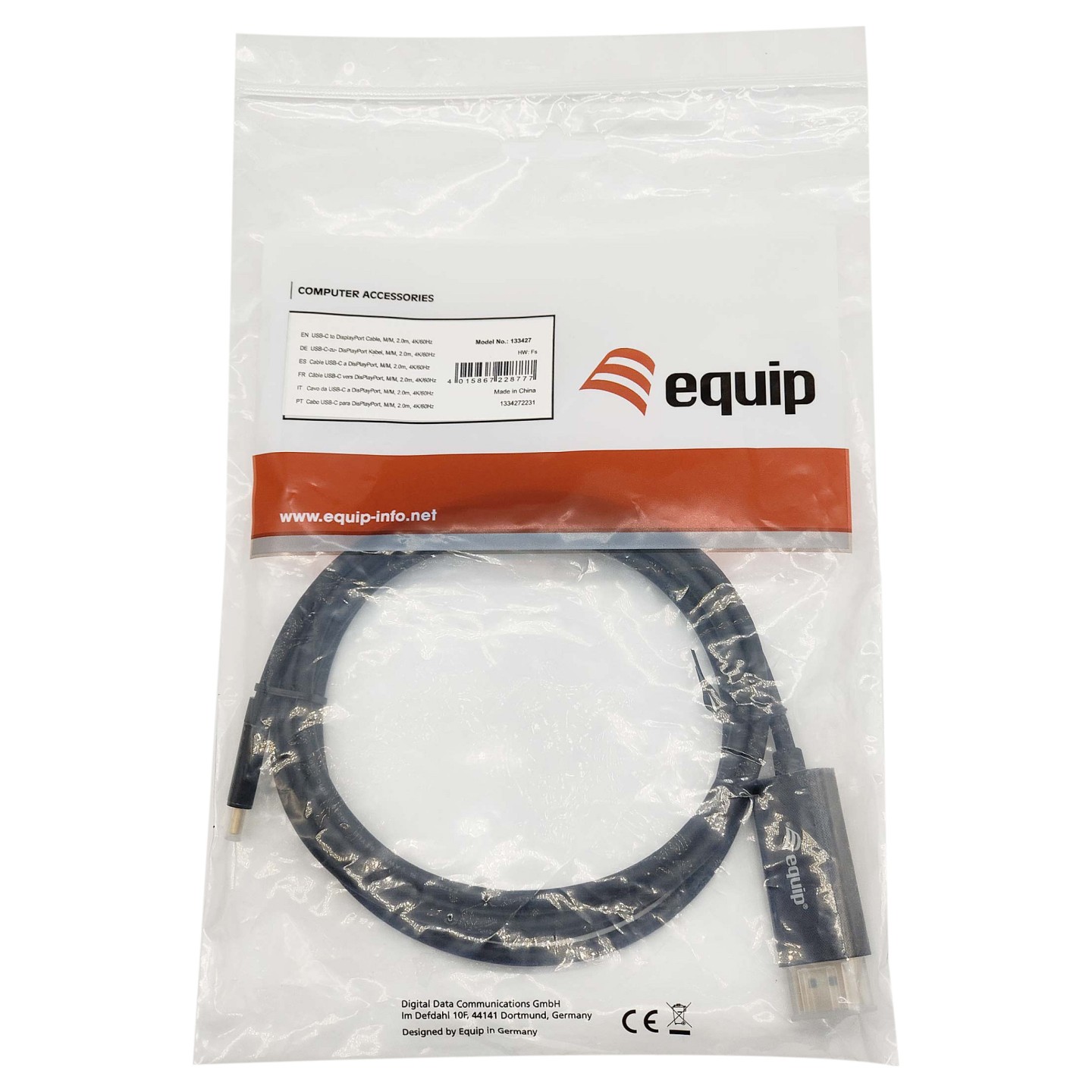 Equip Adapter USB-C - to DisplayPort 4K60Hz 2.00m sw — Buy in Cyprus with Fast Delivery