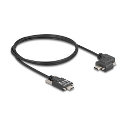 DELOCK USB 2.0 Kabel USB Type-C Stecker mit Schrauben zu USB Type-C Stecker mit Schrauben gewinkelt links rechts PD 3...