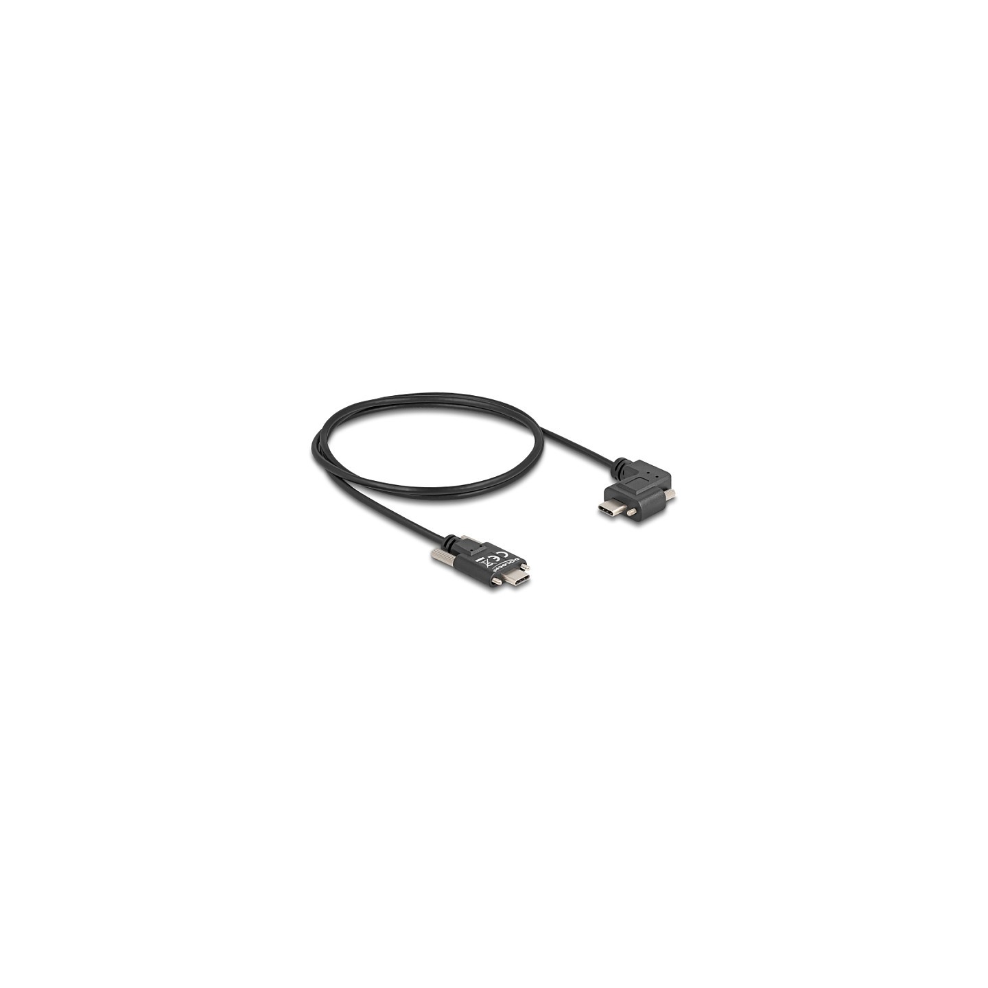 DELOCK USB 2.0 Kabel USB Type-C Stecker mit Schrauben zu USB Type-C Stecker mit Schrauben gewinkelt links rechts PD 3...