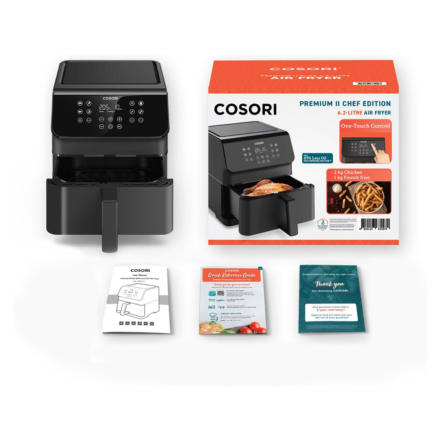 Cosori Premium II Chef Edition Heißluftfritteuse Schwarz — Buy in Cyprus with Fast Delivery