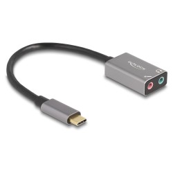 DELOCK Externe USB Soundkarte mit Type-C Stecker auf 2 x 3.5mm Klinkenbuchse Plug & Play Audio Adapter