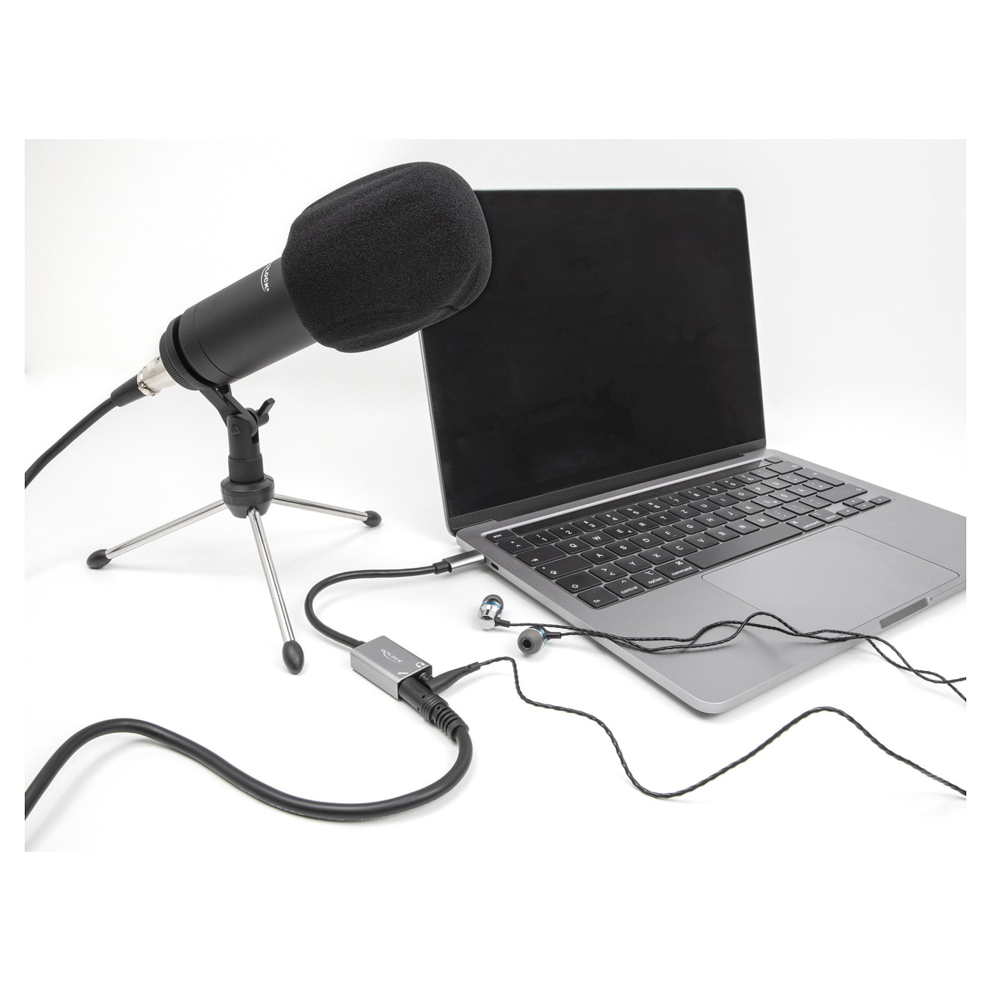 DELOCK Externe USB Soundkarte mit Type-C Stecker auf 2 x 3.5mm Klinkenbuchse Plug & Play Audio Adapter