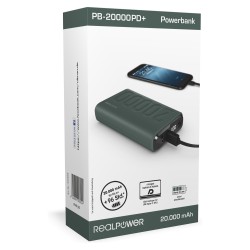 RealPower Powerbank PB-20000 PD+ Midnight Green 20.000mAh — Buy in Cyprus with Fast Delivery