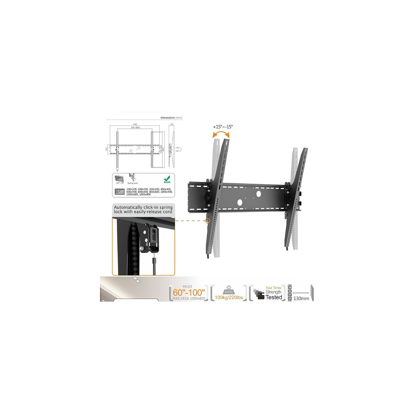 Equip Wandhalterung 60'-100' 1TFT neig Curv.1Gelenk 100kg sw retail — Buy in Cyprus with Fast Delivery