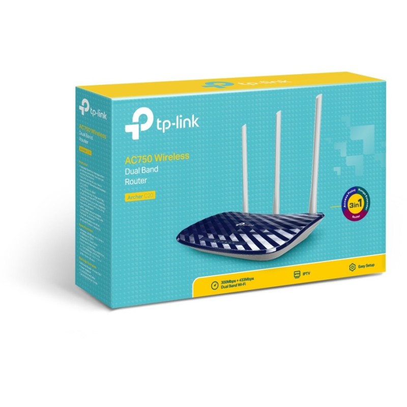 Buy TP-Link Archer C20 - AC750 Dual-Band Router - Wi-Fi 5 (802.11ac), 2.4/5 GHz,... in Cyprus, Nicosia, Limassol, Larnaka, Pafos