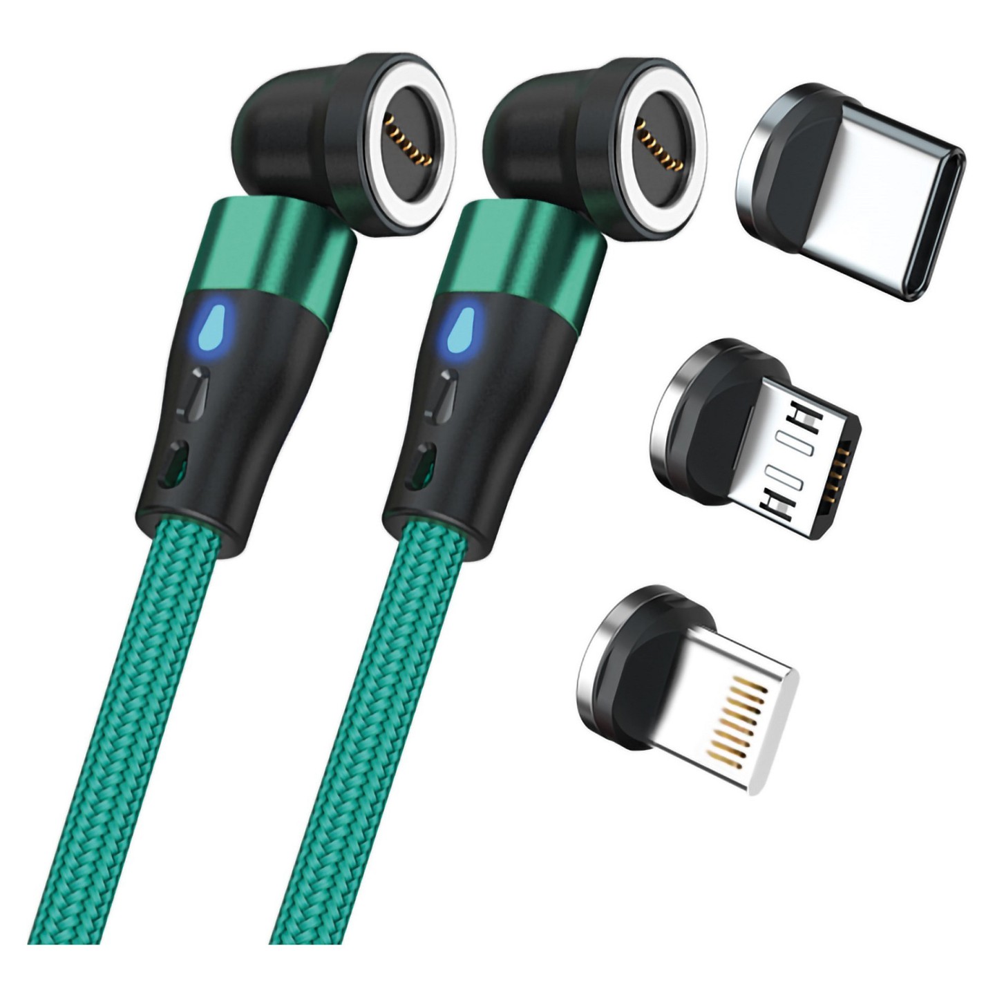 RealPower Magentic cable.1m 2x magnetisch.grün mit Adaptern — Buy in Cyprus with Fast Delivery