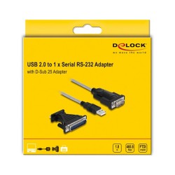 DELOCK Adapter USB 2.0 Typ-A to RS-232 D Sub 9 + D-Sub 25 — Buy in Cyprus with Fast Delivery