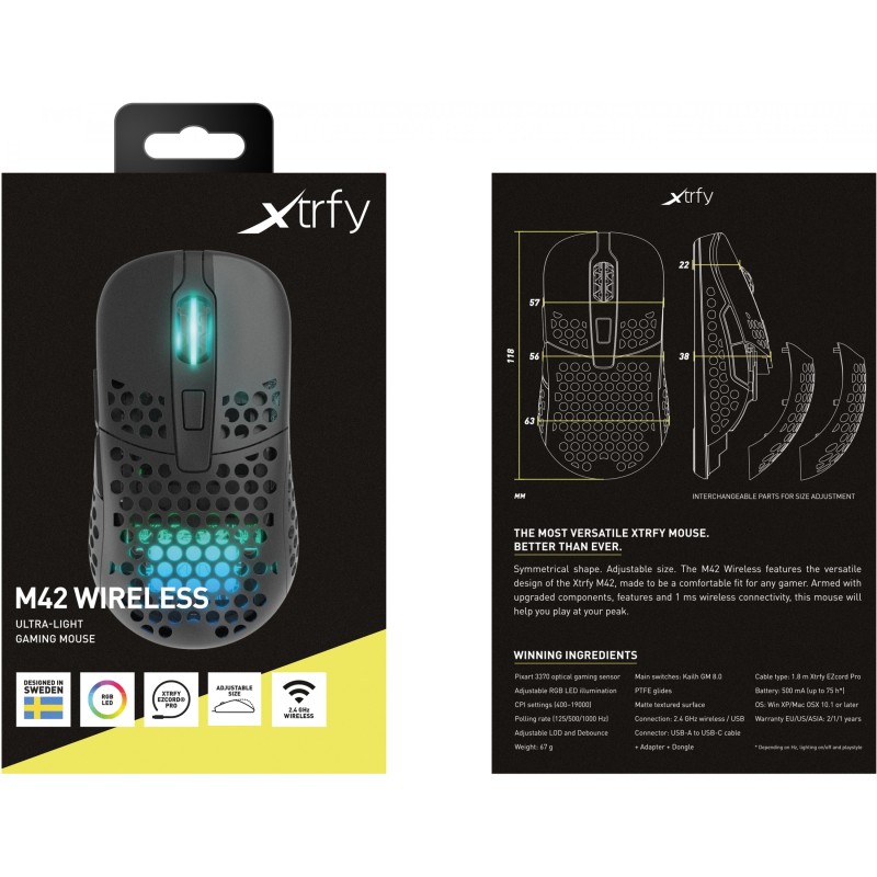 Buy CHERRY Xtrfy M42 - Ambidextrous RGB Wireless Gaming Mouse - White (RF + USB-... in Cyprus, Nicosia, Limassol, Larnaka, Pafos