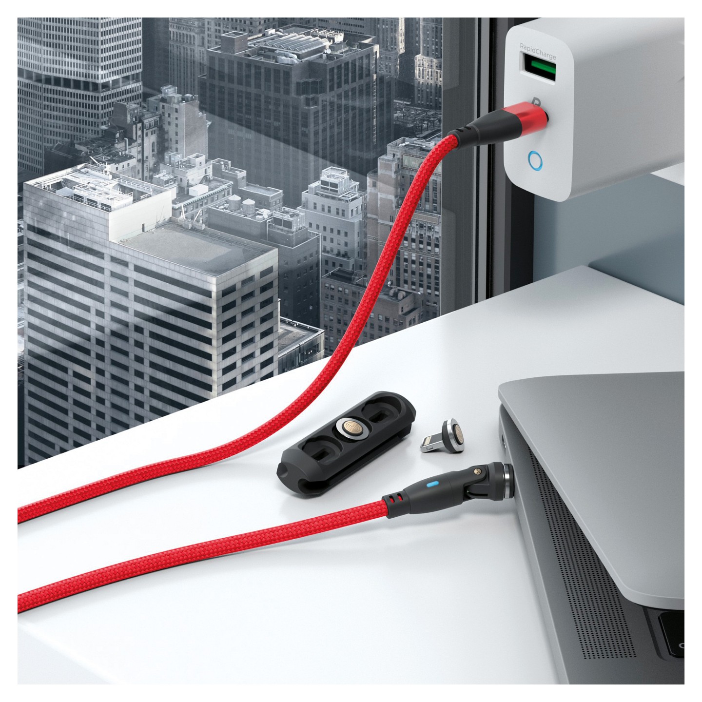 RealPower Magnetic cable 100 Watt.1m.rot mit Adaptern — Buy in Cyprus with Fast Delivery