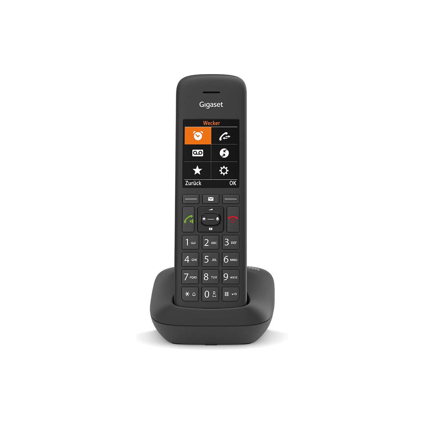 GIGASET C575 schwarz schnurlos analog (DECT) TFT-Farb-Display Freisprechen Adressbuch fr 200 Eintrge Wecker Kalender