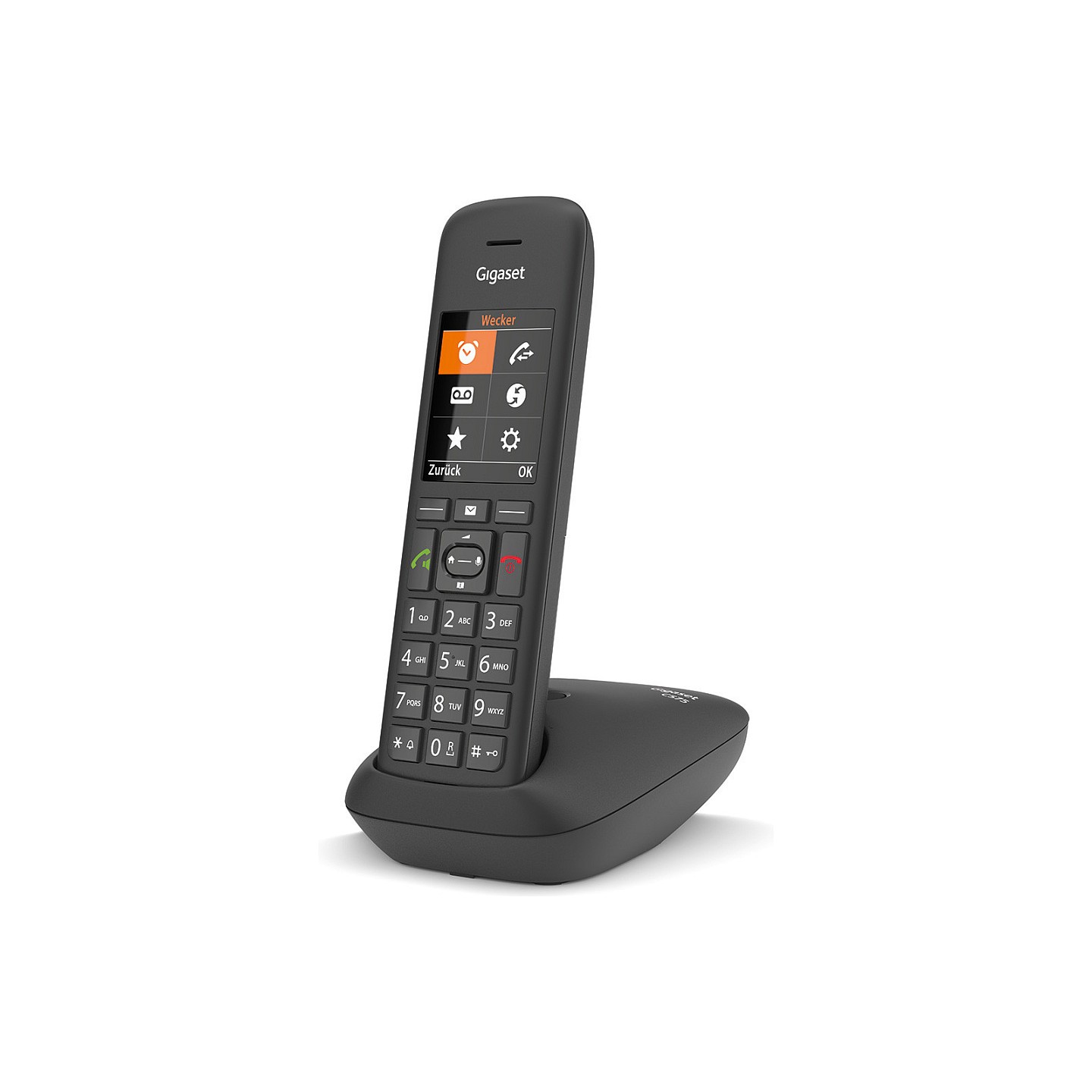 GIGASET C575 schwarz schnurlos analog (DECT) TFT-Farb-Display Freisprechen Adressbuch fr 200 Eintrge Wecker Kalender