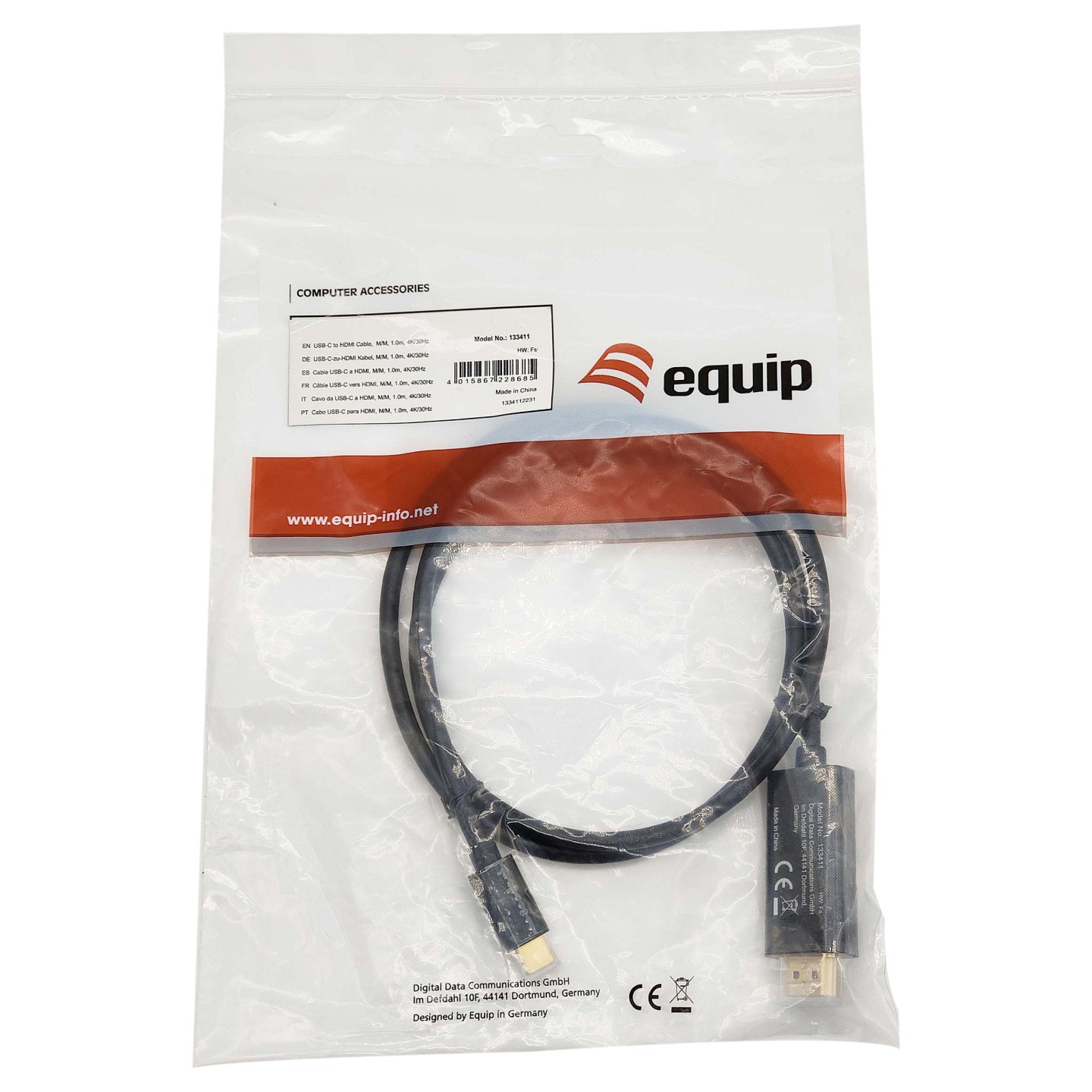 Equip Adapter USB-C - to HDMI 4K30Hz 1.00m sw — Buy in Cyprus with Fast Delivery
