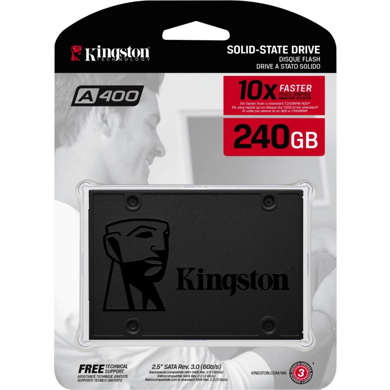 Buy Kingston A400 2.5" 240GB SSD - SATA III 6Gb/s, 500MB/s Read, 350MB/s Write, ... in Cyprus, Nicosia, Limassol, Larnaka, Pafos