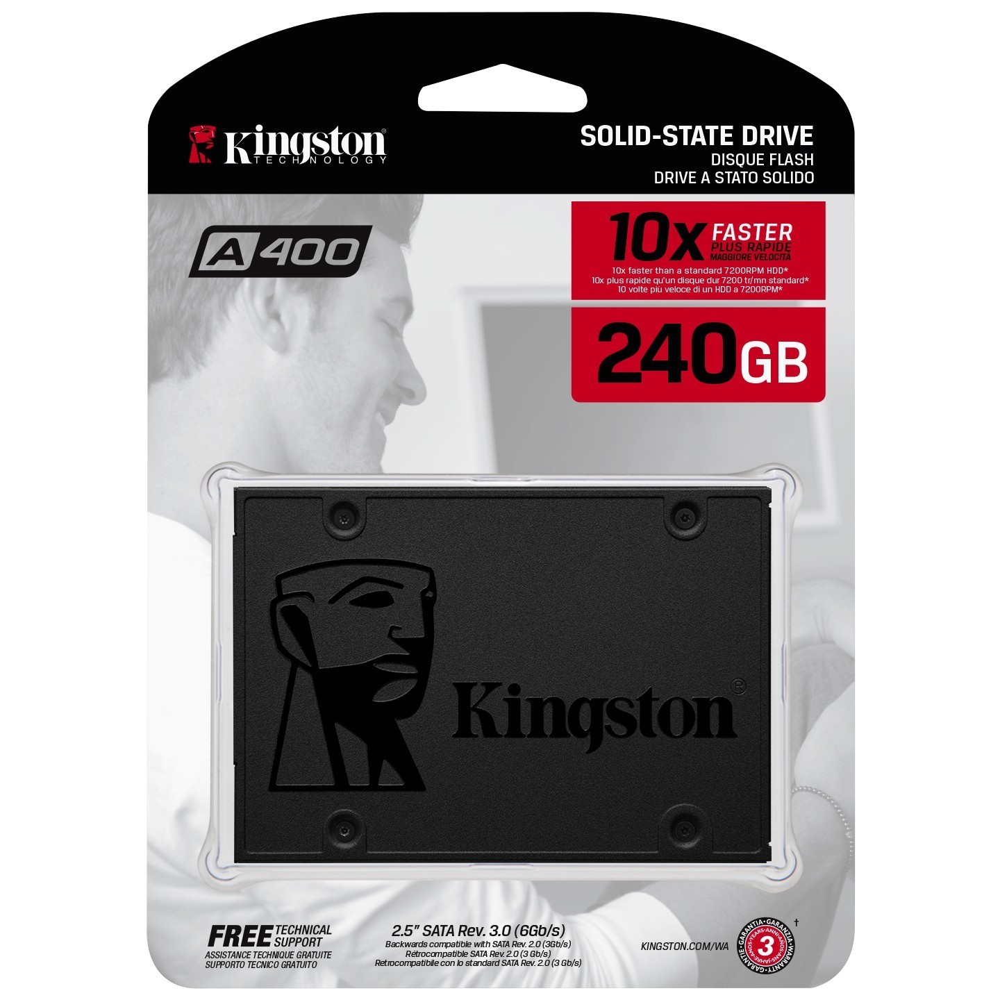 Kingston A400 240GB 2.5" SATA III SSD - 500 MB/s - SA400S37/240G (Blister) — Buy in Cyprus with Fast Delivery