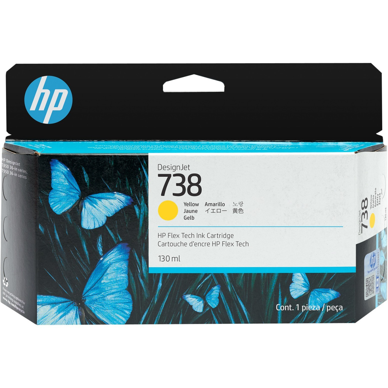 HP 738 130-ml Yellow Ink Cartridge - Original HP 738 - For DesignJet T850/T950 — Buy in Cyprus with Fast Delivery