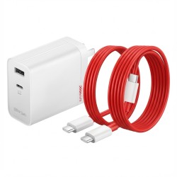 OnePlus 120W Dual Ports SuperVooc Adapter + Cable (Type-C + Type-A) white — Buy in Cyprus with Fast Delivery