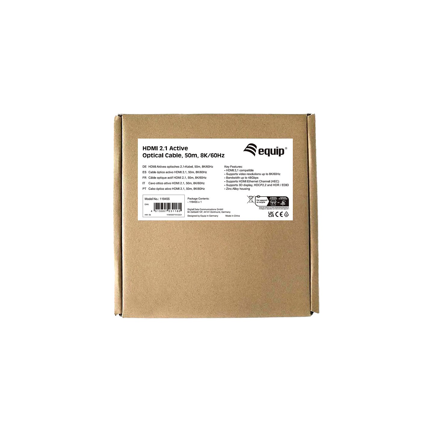Equip HDMI UHS Ethernet 2.1 A-A St St 50.0m 8K60Hz HDR sw — Buy in Cyprus with Fast Delivery