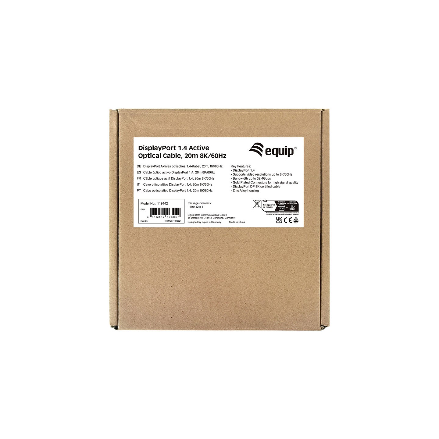 Equip DisplayPort 1.4 St St20.00m 8K 60Hz komp.HDCP schwarz — Buy in Cyprus with Fast Delivery
