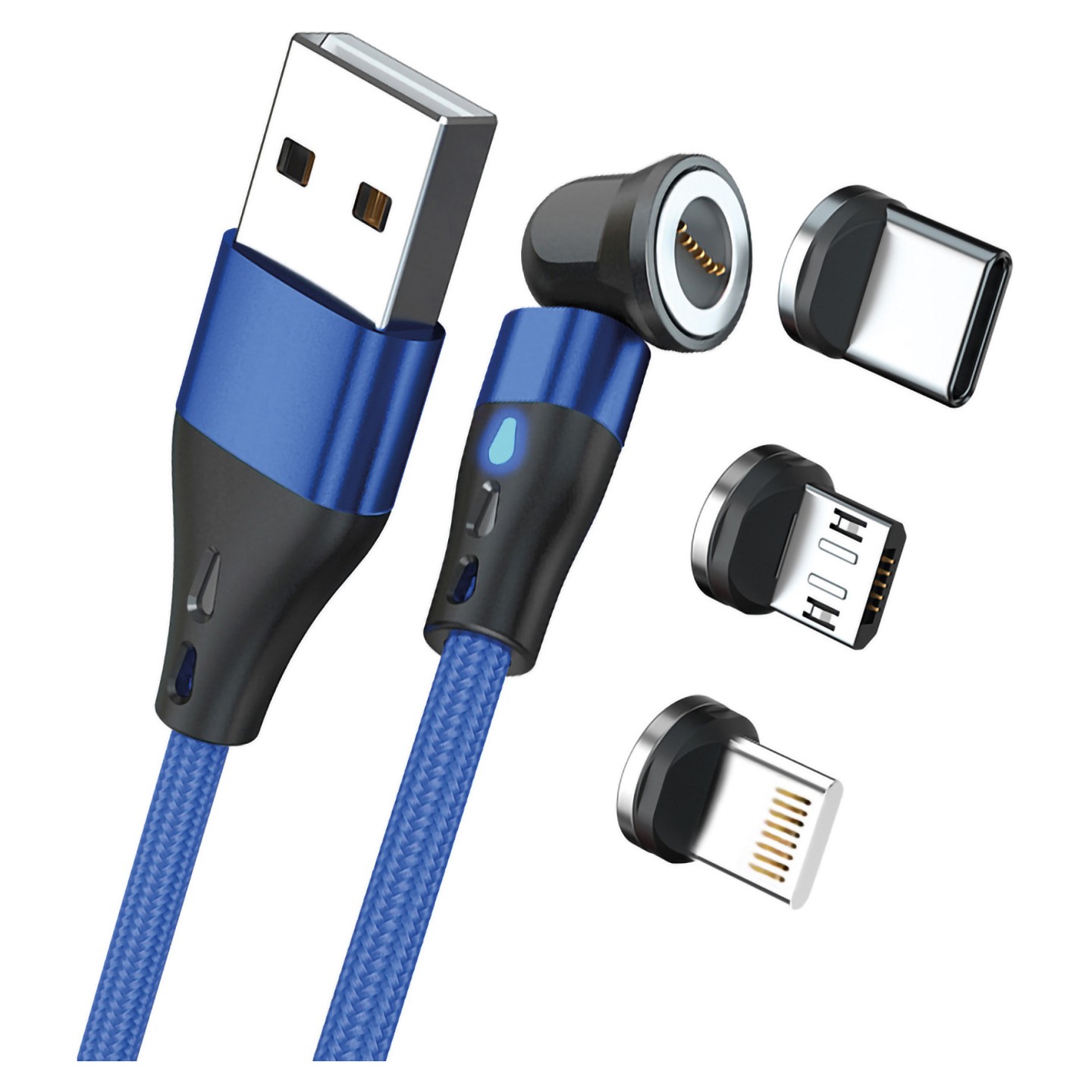 RealPower Magnetic cable 3 Amp.1m.blau mit Adaptern — Buy in Cyprus with Fast Delivery