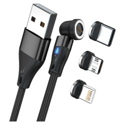 RealPower Magnetic cable 3 Amp.2m.schwarz mit Adaptern — Buy in Cyprus with Fast Delivery