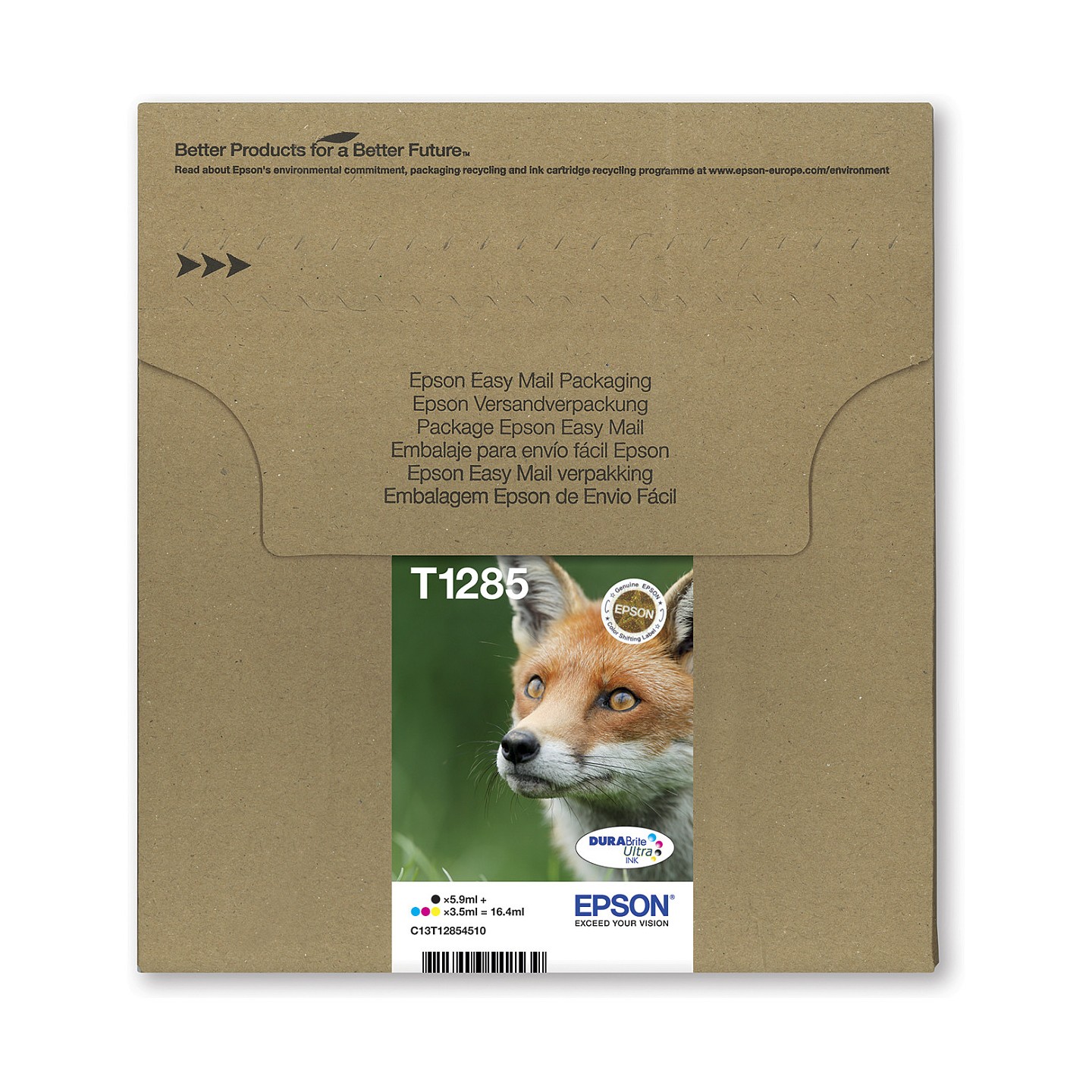 Epson Original Easy Mail Packing T1285 Fuchs Druckerpatronen 4er Multipack BK C M Y (C13T12854511)
