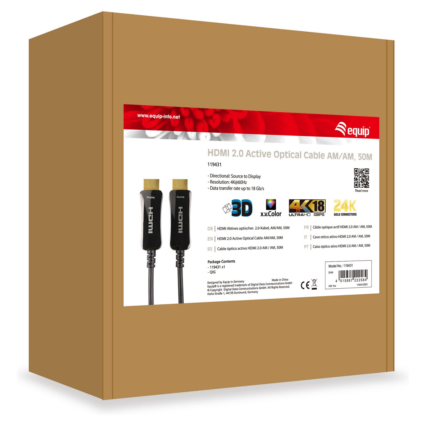 Equip HDMI PHS Ethernet 2.0 A-A St St 50.0m 4k60Hz HDRopt.sw — Buy in Cyprus with Fast Delivery