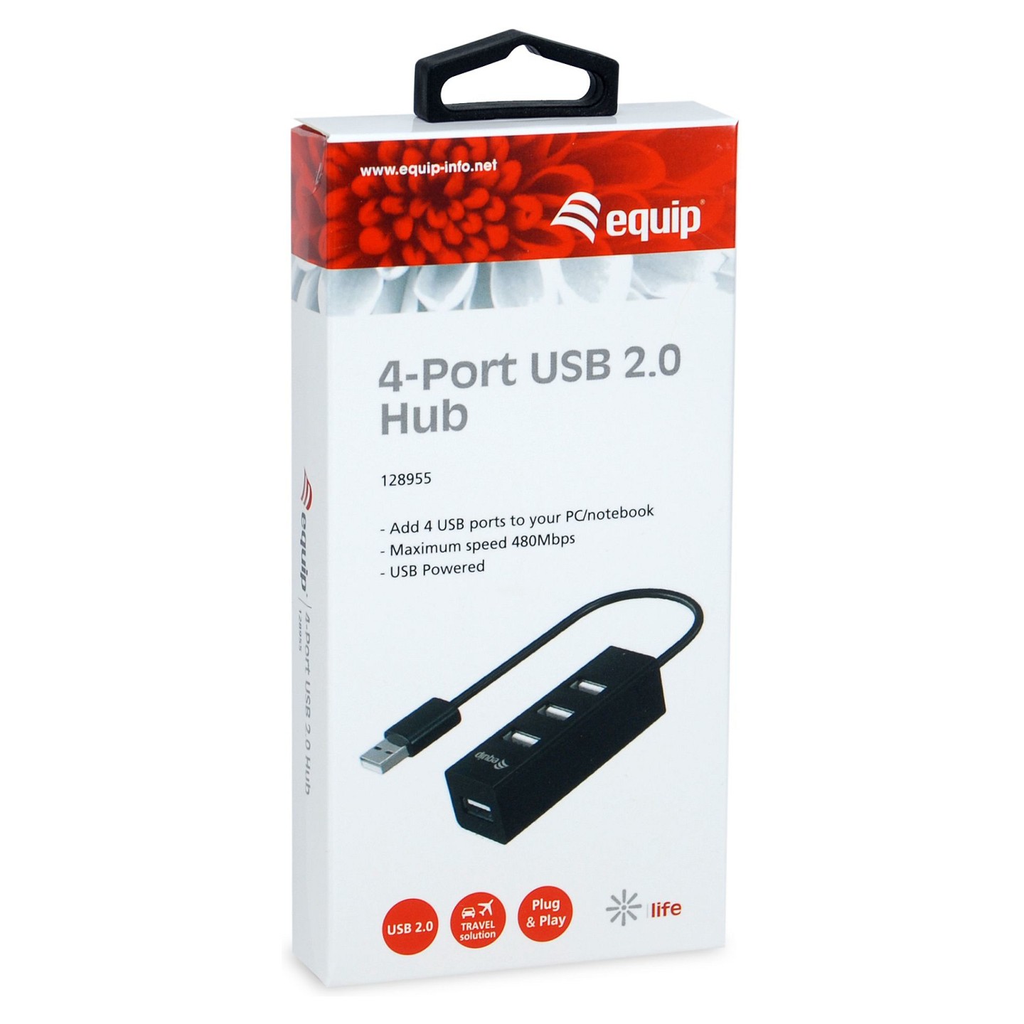 Equip USB-Hub 4-Port 2.0 - to 4x2.0 480Mbps o.Netzteil sw — Buy in Cyprus with Fast Delivery