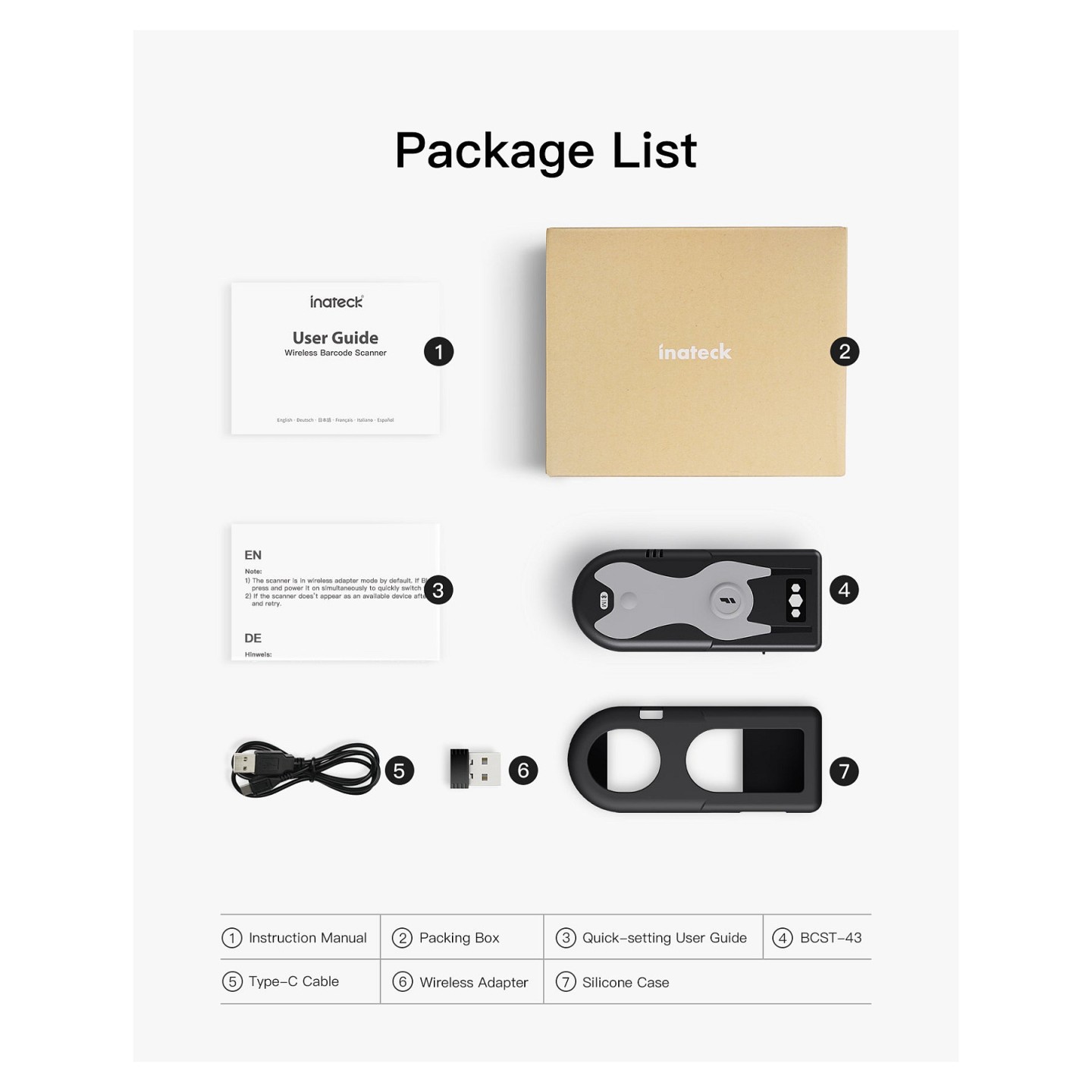 inateck Barcodescanner 43 gray [BCST-43_gray] — Buy in Cyprus with Fast Delivery