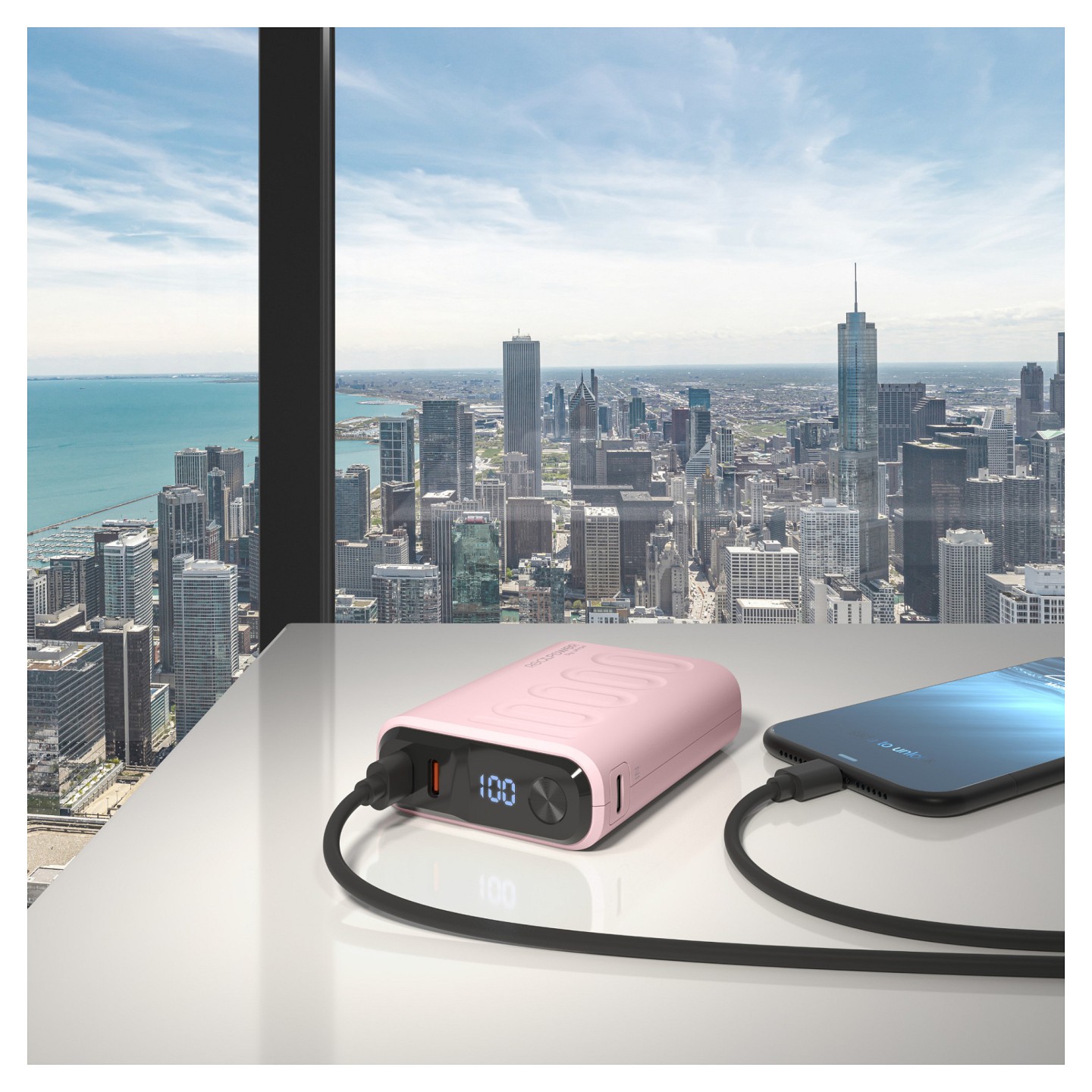Powerbank RealPower PB-10000C PD+ mit 3xType-C.Rose — Buy in Cyprus with Fast Delivery