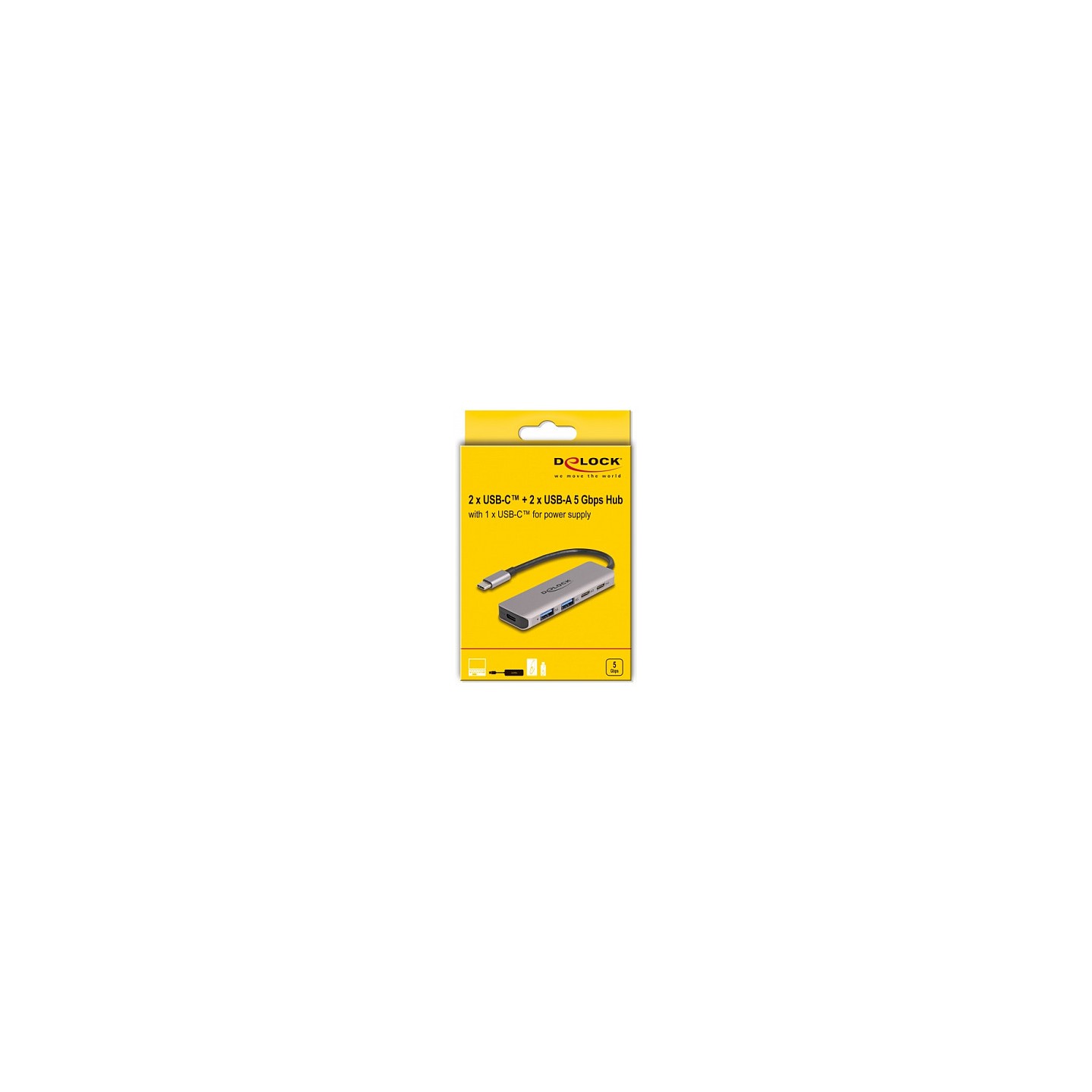 DELOCK USB 5 Gbps 2 Port USB Type-C und 2 Port Typ-A Hub mit USB Type-C Anschluss — Buy in Cyprus with Fast Delivery