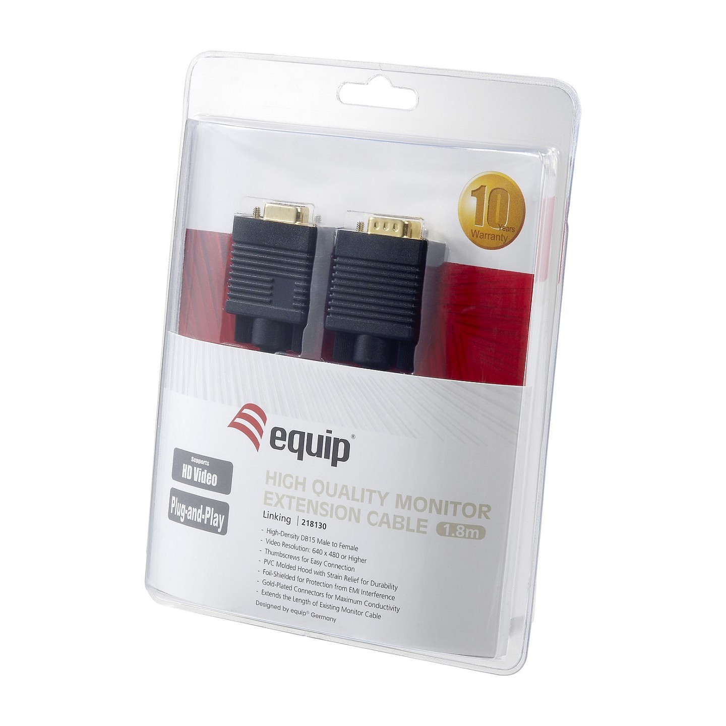 Equip VGA Kabel Verl. HD15 St Bu 1.80m 1024x 768 60Hz sw Blister — Buy in Cyprus with Fast Delivery
