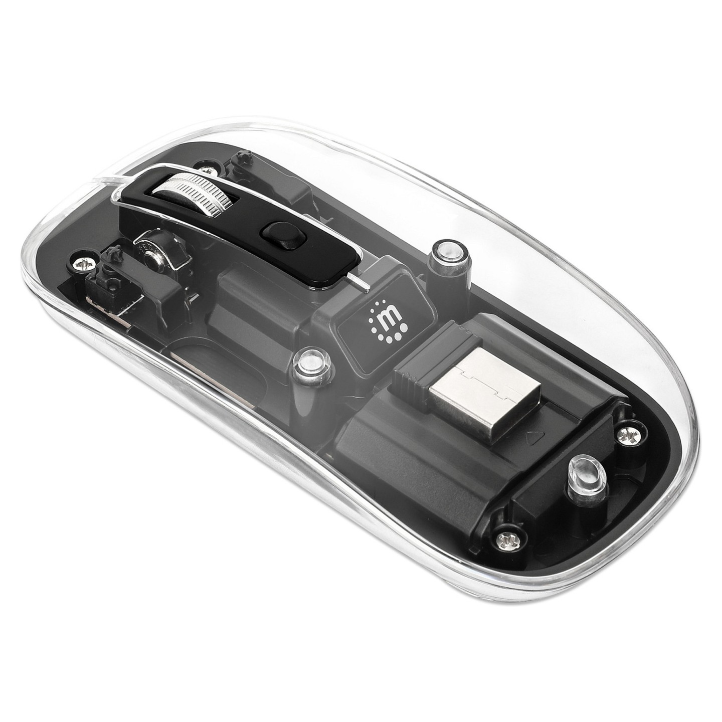 MANHATTAN Funkmaus USB-A 4Tasten RGB LED schwarz transparent — Buy in Cyprus with Fast Delivery