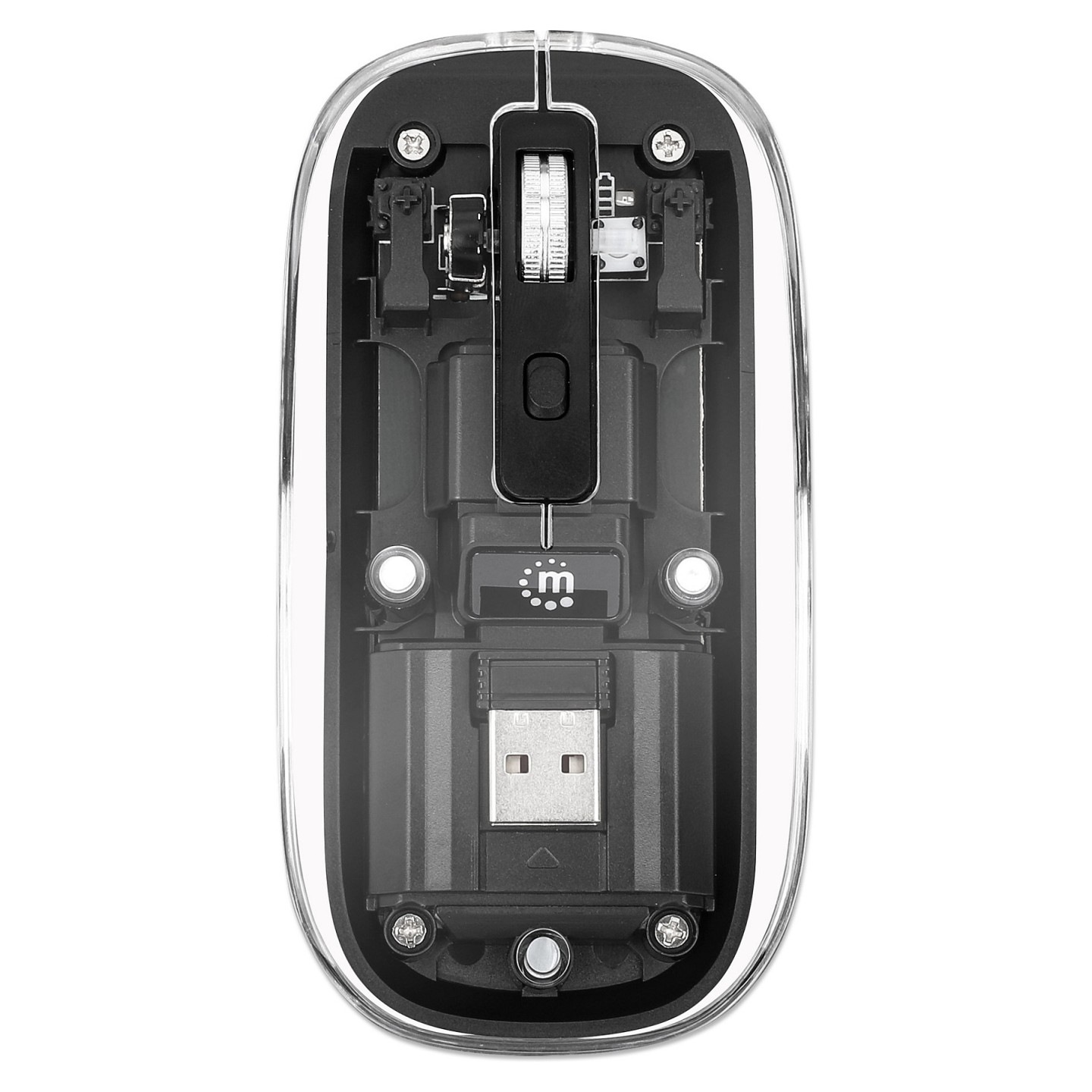 MANHATTAN Funkmaus USB-A 4Tasten RGB LED schwarz transparent — Buy in Cyprus with Fast Delivery