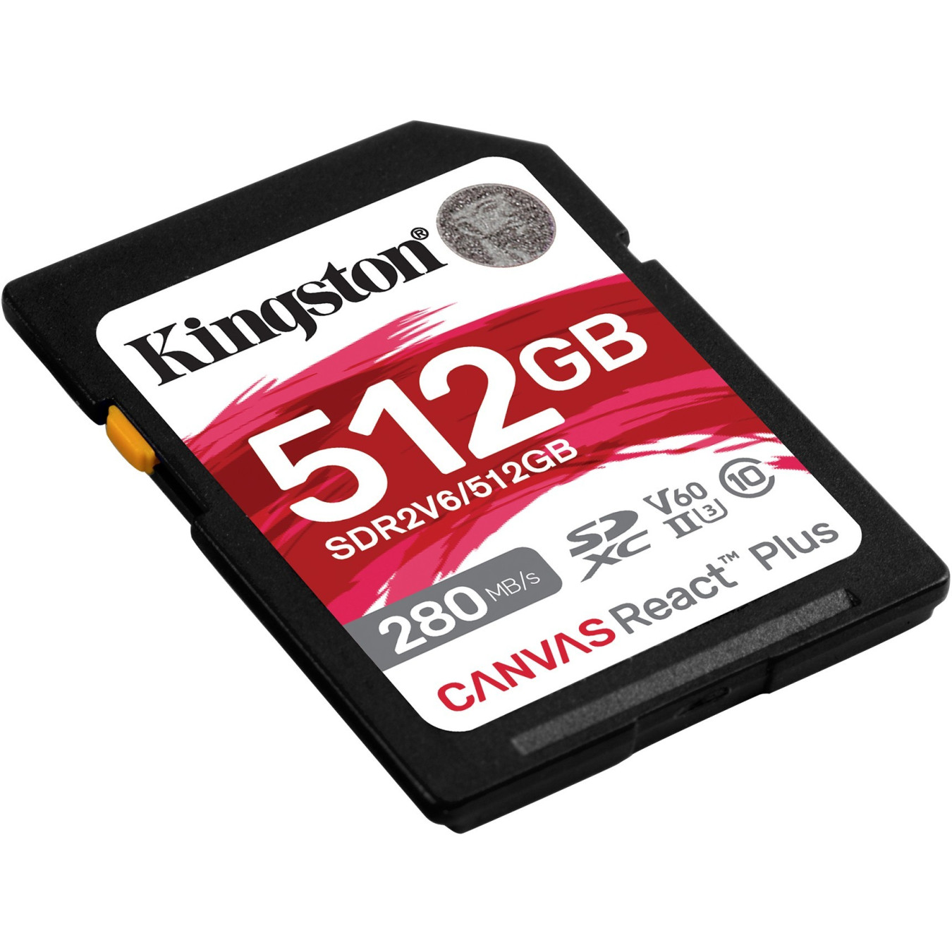 Kingston Canvas React Plus 512GB SDXC UHS-II - Class 10 U3 V60, 280MB/s Read & 150MB/s Write - Black