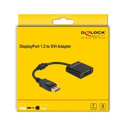 DELOCK Adapter DisplayPort 1.2 Stecker zu DVI Buchse 4K Passiv schwarz — Buy in Cyprus with Fast Delivery